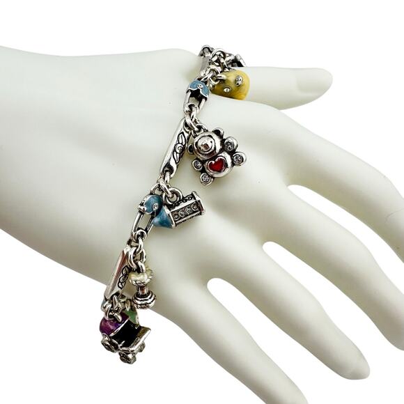 Brighton Retired Silver Plated Baby Mother Enamel Charm 6.75"-8" Bracelet - Picture 2 of 9